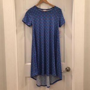 LuLaRoe Carly Dress (XXS) - Blue w/ Burnt Orange